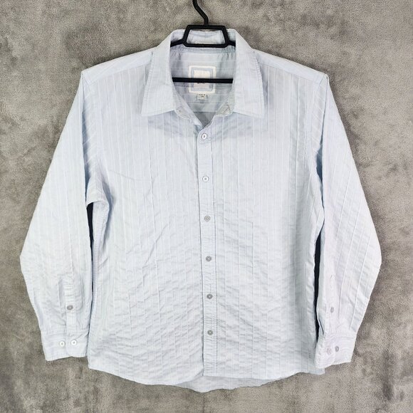 Mens Light Blue BKE Slim Fit Stretch Striped Shirt Button Down Long Sleeve XL - Picture 2 of 8